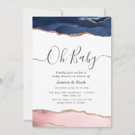 Oh Baby marine rougit agate baby shower invitation