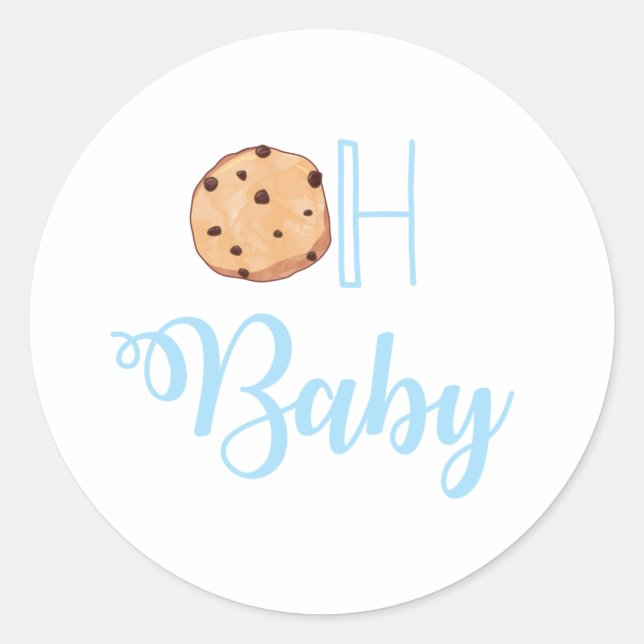 Oh Baby Milk and Cookies Blue Baby Shower Runder Aufkleber (Vorderseite)