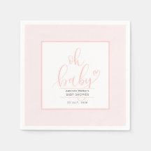 Oh Baby Minimal Elegant Pink Schrift Baby Shower
