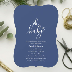 Oh Baby! Minimale Typografie Blaue Babyparty Einladung