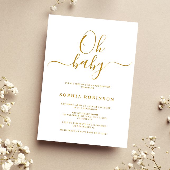Oh Baby Minimalist Baby shower Invitation (Créateur téléchargé)