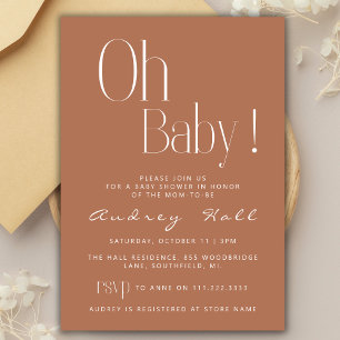 Oh Baby Minimalist Erdig Neutrales Babyshower Einladung