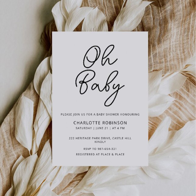 Oh Baby minimalist Simple Baby Dusche Einladung (Oh Baby minimalist Simple Baby Shower Invitation)