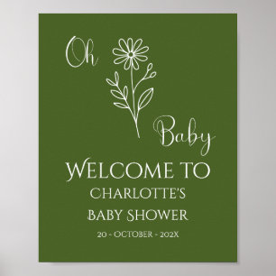 Oh Baby Minimalist Wildflower Baby Shower Willkomm Poster