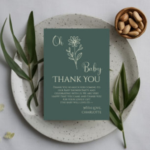 Oh Baby Minimalist Wildflower Babyparty Dankeskarte