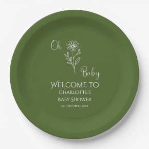 Oh Baby Minimalist Wildflower Babyparty Pappteller