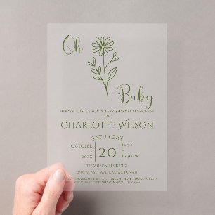 Oh Baby Minimaliste Invitation Baby Shower Fleur d