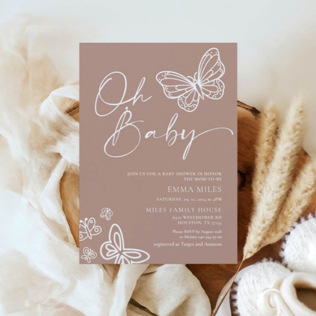 Oh Baby Minimalistisch Baby Shower Einladung (Von Creator hochgeladen)