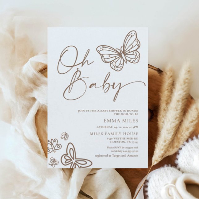 Oh Baby Minimalistisch Baby Shower Einladung (Von Creator hochgeladen)