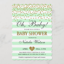 Oh Baby Mint Green Gold Gender Neutral Baby Dusche Einladung