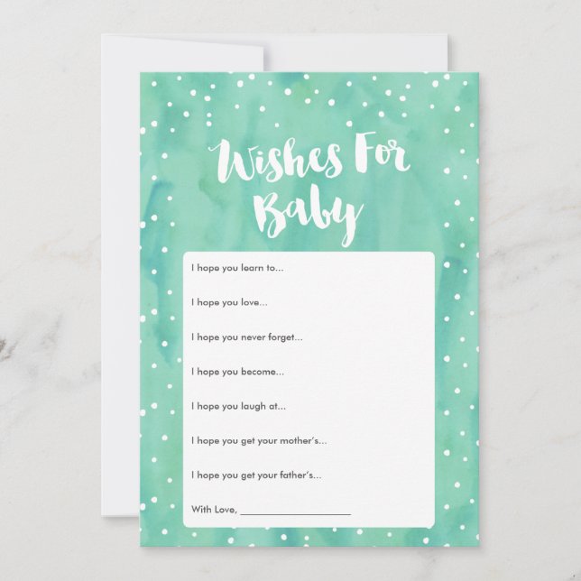 Oh Baby Mint Watercolor Babydusche Wünsche Karte (Vorderseite)