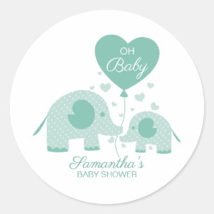 Oh Baby Mintgrüner Elefant Baby Shower Geschenk Runder Aufkleber