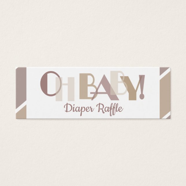 Oh Baby Mocha Modern Typografy Diaper Raffle (Vorderseite)