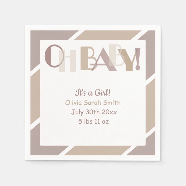Oh Baby Mocha Typografie Moderne Babydusche Serviette (Vorderseite)