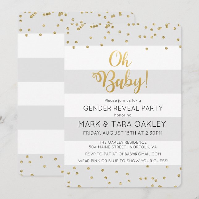 Oh Baby Modern Baby shower Invitation (Devant / Derrière)