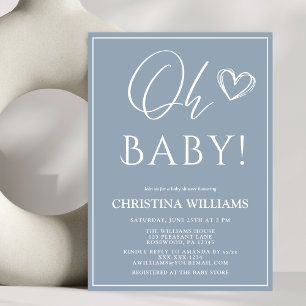 Oh Baby Modern Blue Baby Dusche Einladung