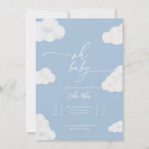 Oh Baby Modern Blue Cloud Baby Shower Invitation