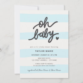 Oh Baby Modern Blue Stripes Babydusche Einladung