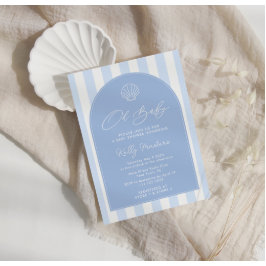 Oh Baby Modern Coastal Blue and White Baby Dusche Einladung