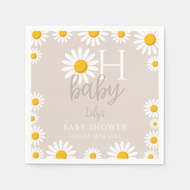 Oh Baby Modern Daisy Gender Neutral Baby Dusche Serviette (Vorderseite)