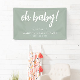 Oh Baby Modern Elegange Sage Green Baby Dusche Banner
