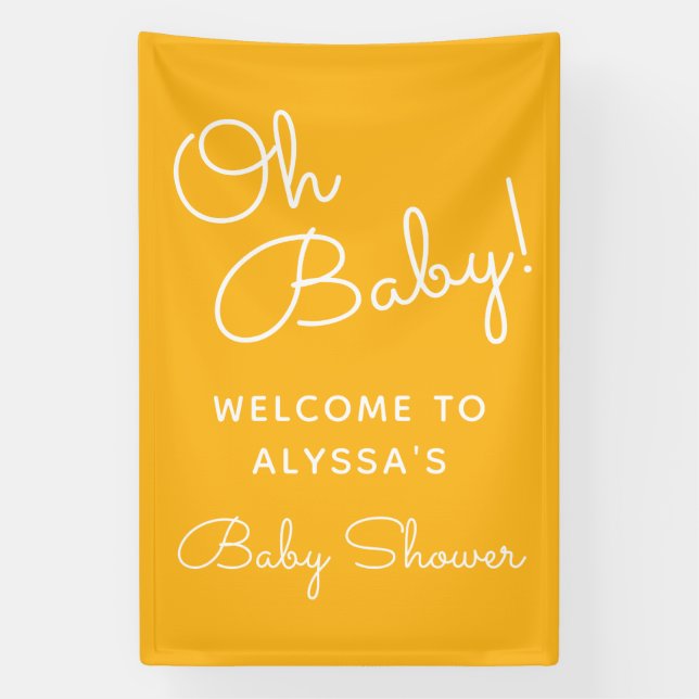 Oh Baby Modern Minimal Yellow Summer Baby Dusche Banner (Vertikal)