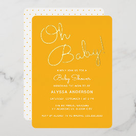 Oh Baby Modern Minimal Yellow Summer Baby Dusche Folieneinladung