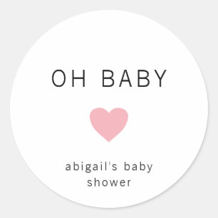 Oh Baby Modern Minimalistisch Pink Girl Babydusche Runder Aufkleber