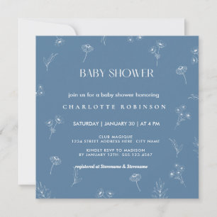 Oh Baby Modern Simple Dusty Blue Boy Baby Dusche Einladung