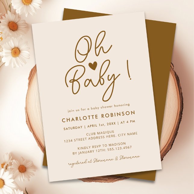 Oh Baby Modern Simple Gender Neutral Baby Dusche Einladung (Von Creator hochgeladen)