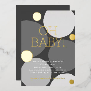 OH BABY! Moderne Schwarz-Weiße Babyparty Folieneinladung
