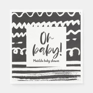 Oh Baby! Modernes, grafisches Babydusche-Party Serviette