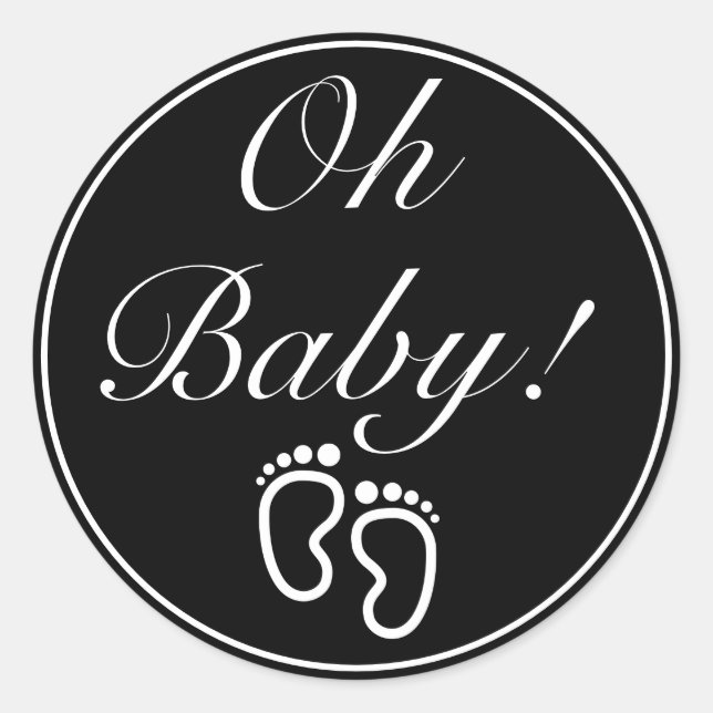 OH BABY Modernes Minimalistisches Schwarz Runder Aufkleber (Vorderseite)