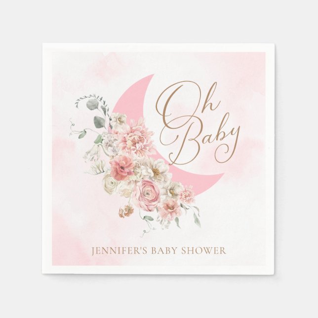 Oh Baby Moon Girl Babyduschpapier Serviette (Vorderseite)
