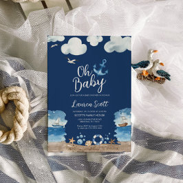 Oh Baby Nautical Navy Baby Shower Einladung