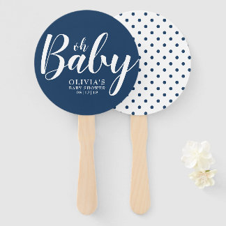 Oh Baby - Navy Blue Polka Dot Baby Shower Fächer