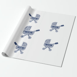 Oh Baby Navy Pram Baby Dusche Geschenkpapier