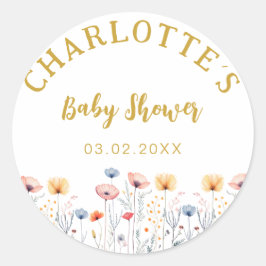 OH BABY! Neue Wildblume | White Baby Dusche Runder Aufkleber