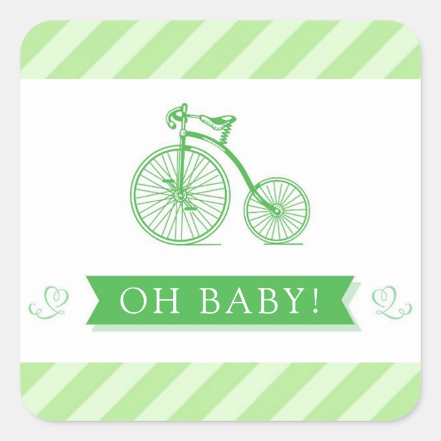 Oh Baby Neutral Baby Shower Green Stickers (Vorderseite)