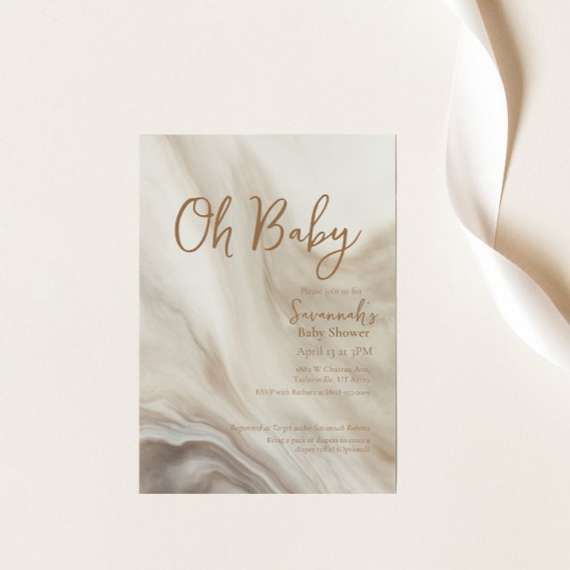 Oh Baby Neutral Marble Baby Dusche Einladung (Von Creator hochgeladen)