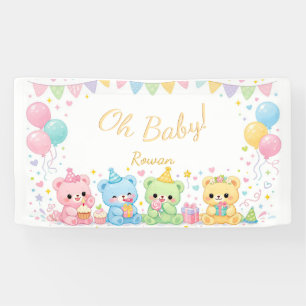Oh Baby Neutral Süßes Häschen Pastell-Baby-Party Banner