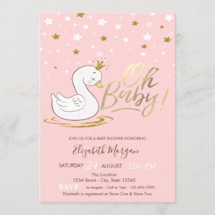Oh Baby Niedlich Baby Swan Crown Stars Babydusche Einladung