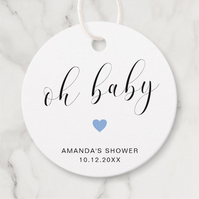 Oh Baby Niedlich Blue Heart Boy Baby Dusche Geschenkanhänger (Vorderseite)