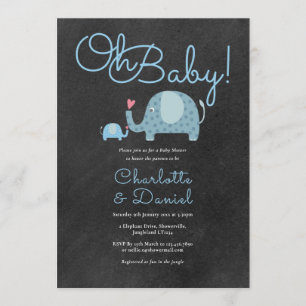 Oh Baby Niedlich Elefanten Paare Babydusche Einladung