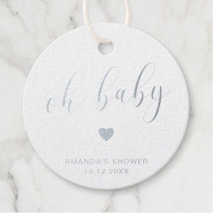 Oh Baby Niedlich Heart Silver Foil Babydusche Geschenkanhänger