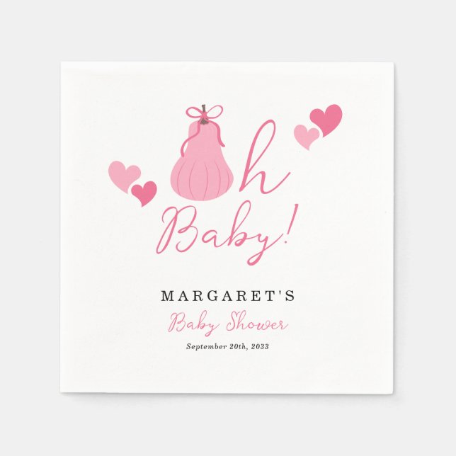 Oh Baby Niedlich Pink Pumpkin Bow Girl Baby Dusche Serviette (Vorderseite)