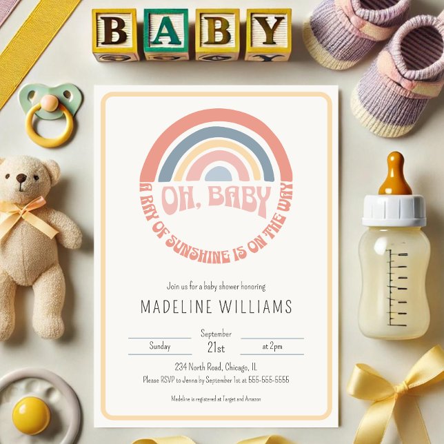Oh, Baby! Niedliches Regenbogengeschlecht - Neutra Einladung (Von Creator hochgeladen)