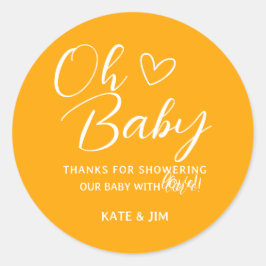 Oh Baby Orange Baby Dusche Danke Nachricht Runder Aufkleber