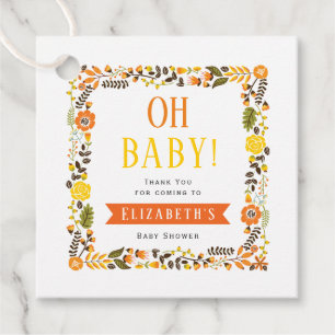 Oh Baby! Orange, gelbe Blumen Danke Dusche Geschenkanhänger