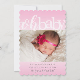 Oh Baby Overlay Pink Foto Geburtsankündigung Ankündigung